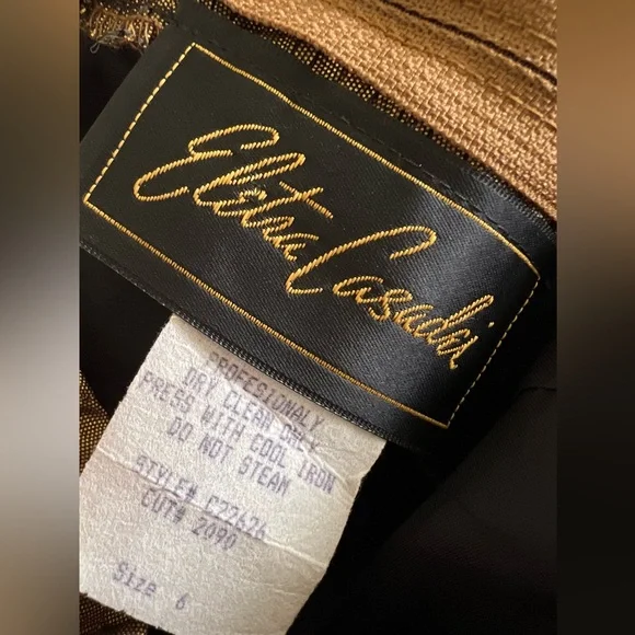 Vintage Eletra Casadei Gold Lame’ Halter Top Midi Length Disco Party Dress Small